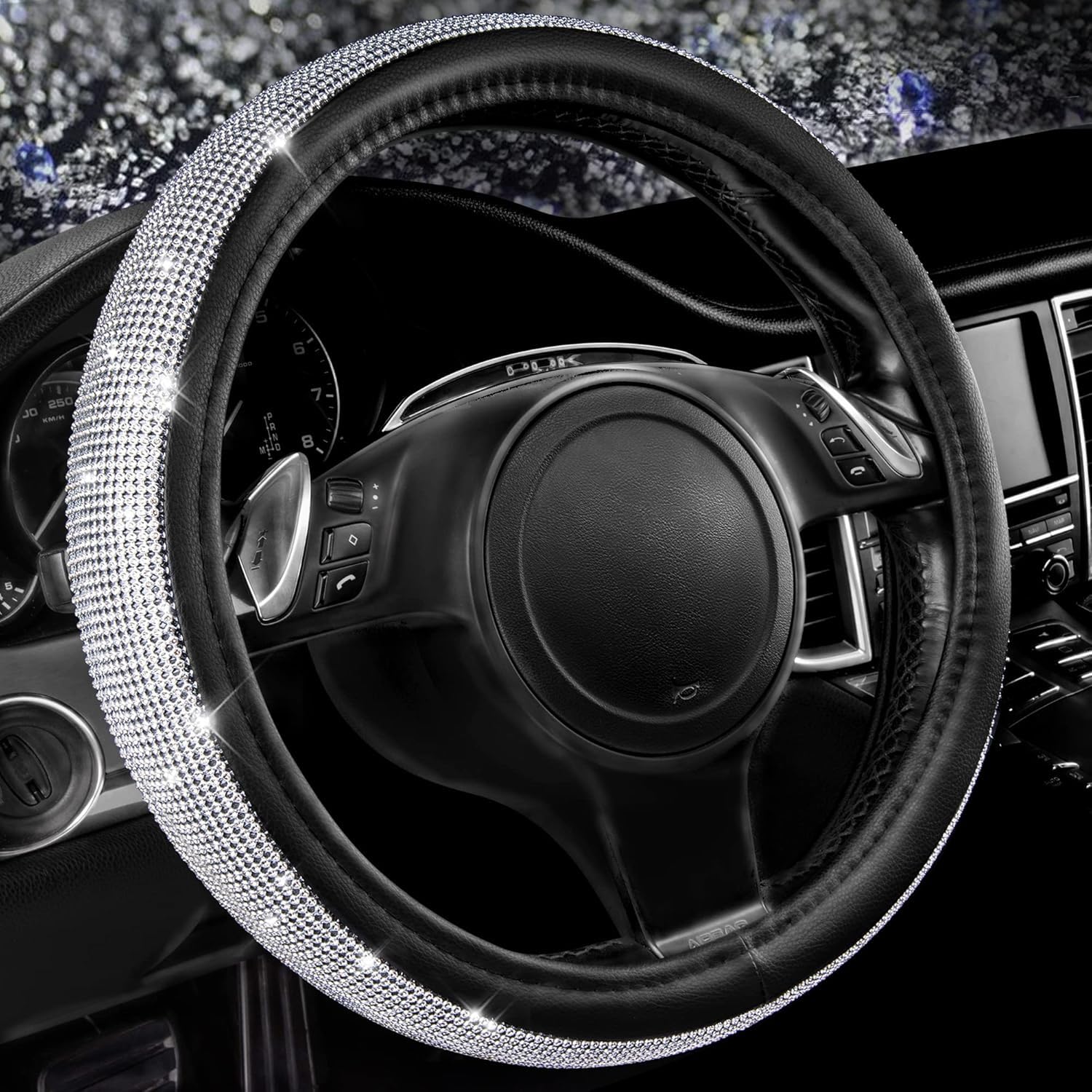 CAR PASS vista frontal de la funda plateada con brillo y ajuste elegante
