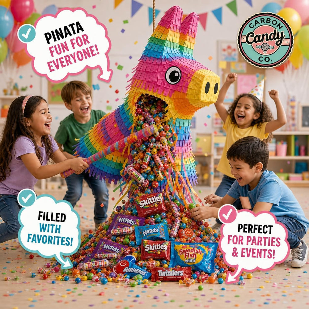 CARBON CANDY CO. mano sosteniendo dulces listos para rellenar piñata o bolsitas