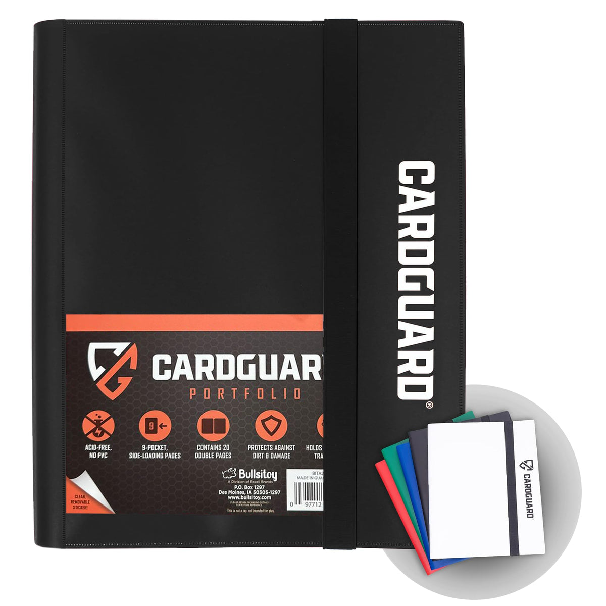 CardGuard binder frontal mostrando cubierta negra y capacidad para colecciones