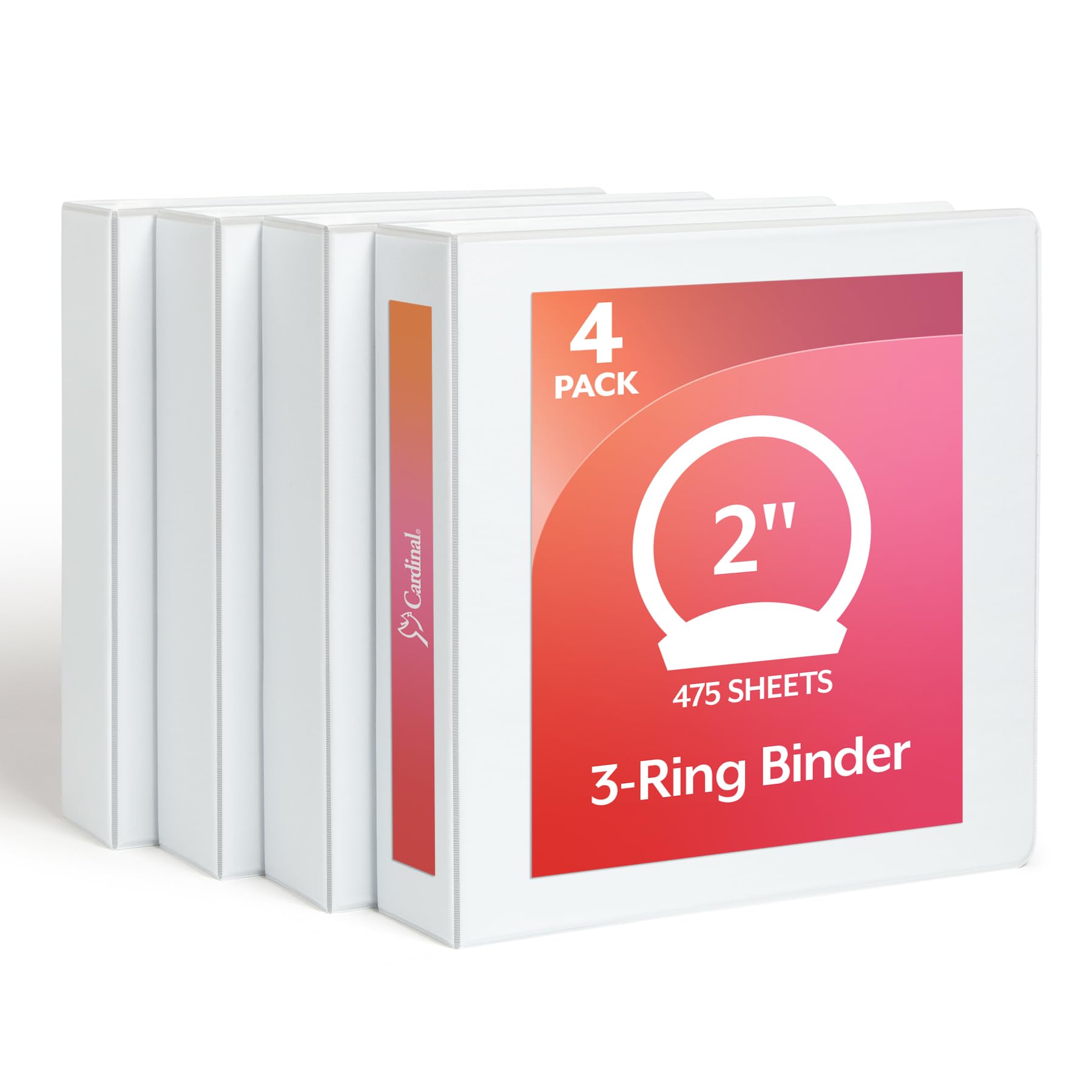 Cardinal binder front view showing ClearVue cover and clean white finish for professional presentation