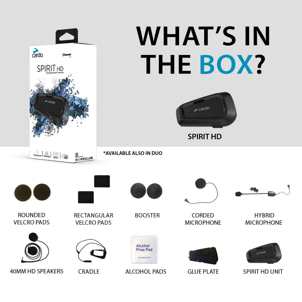 Cardo Spirit HD primer plano del altavoz de 40 mm, audio claro y potente
