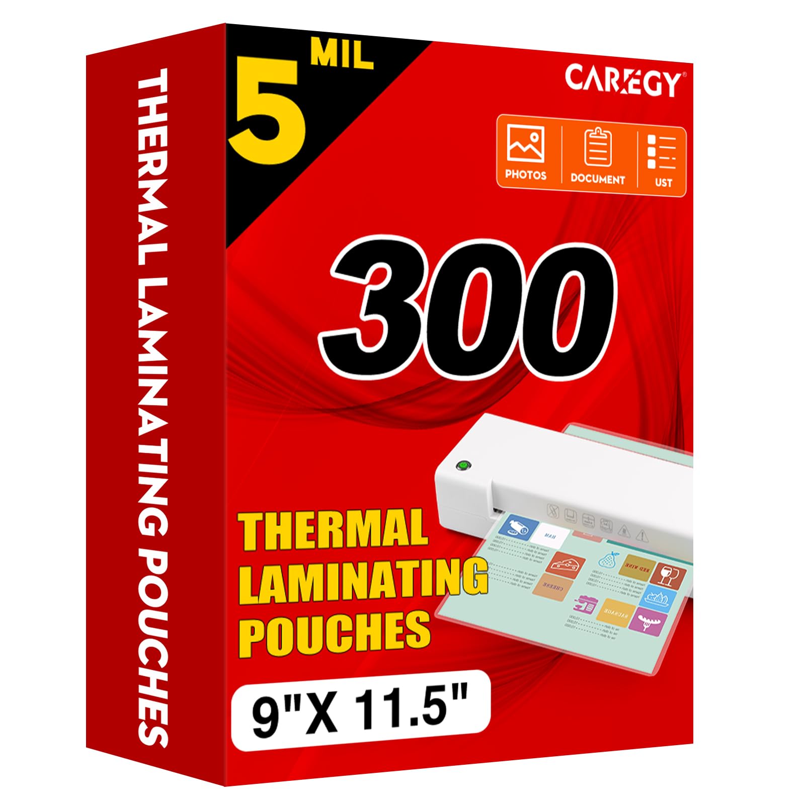 CAREGY empaque frontal mostrando paquete de 300 hojas, suministro abundante