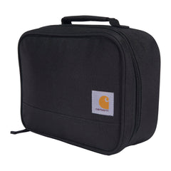 Carhartt lonchera frontal mostrando cierre resistente y asa para transporte