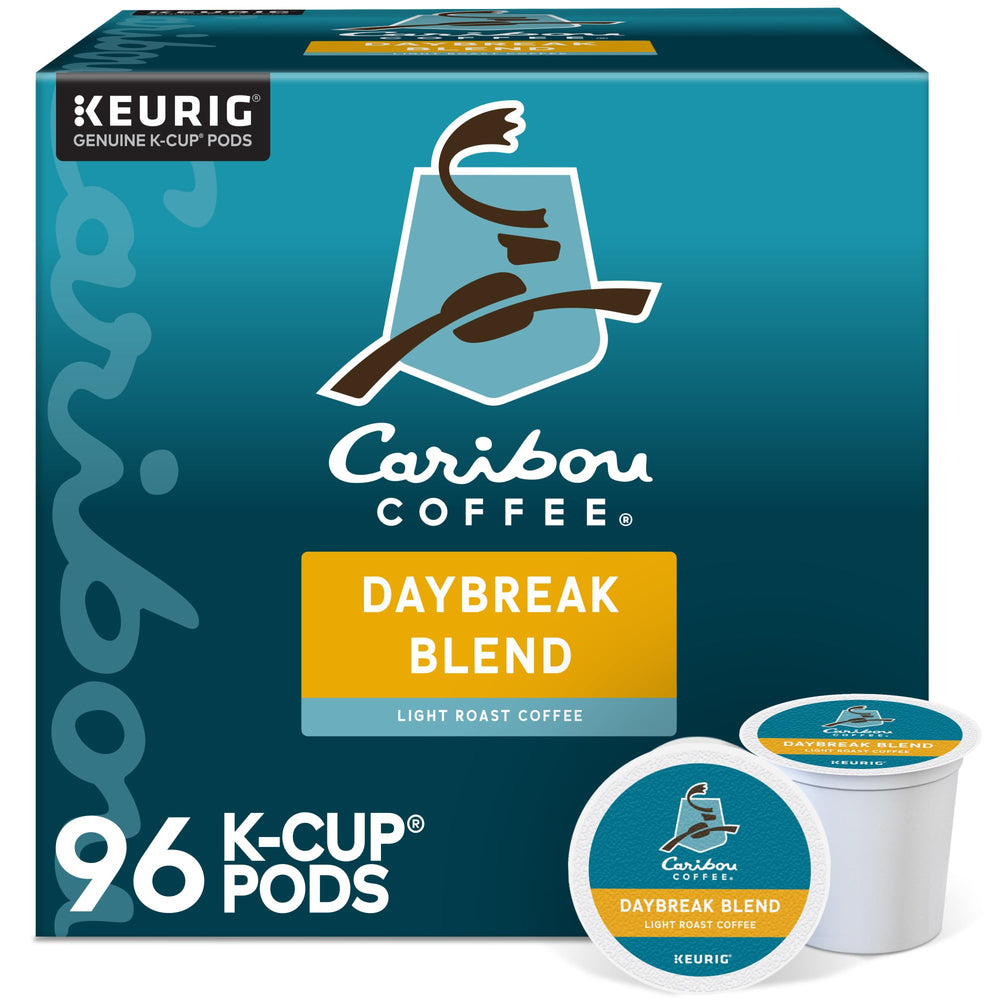 Caribou Coffee empaque Daybreak frente mostrando cantidad y beneficio conveniencia