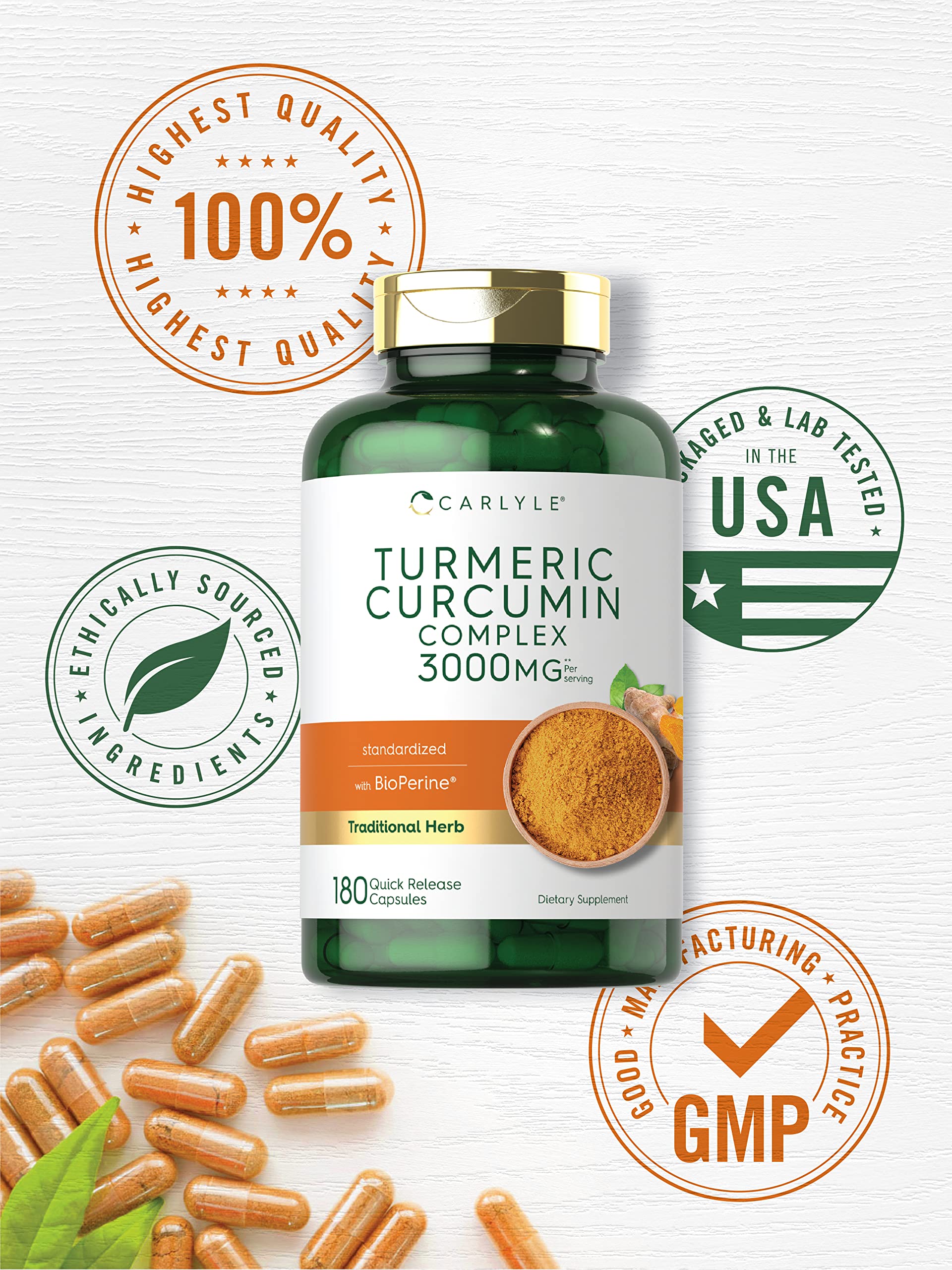 Carlyle raíz de cúrcuma y polvo para visualizar el ingrediente natural
