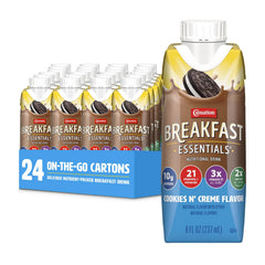 Carnation Breakfast Essentials envase frontal mostrando sabor Cookies N Crème y conveniencia