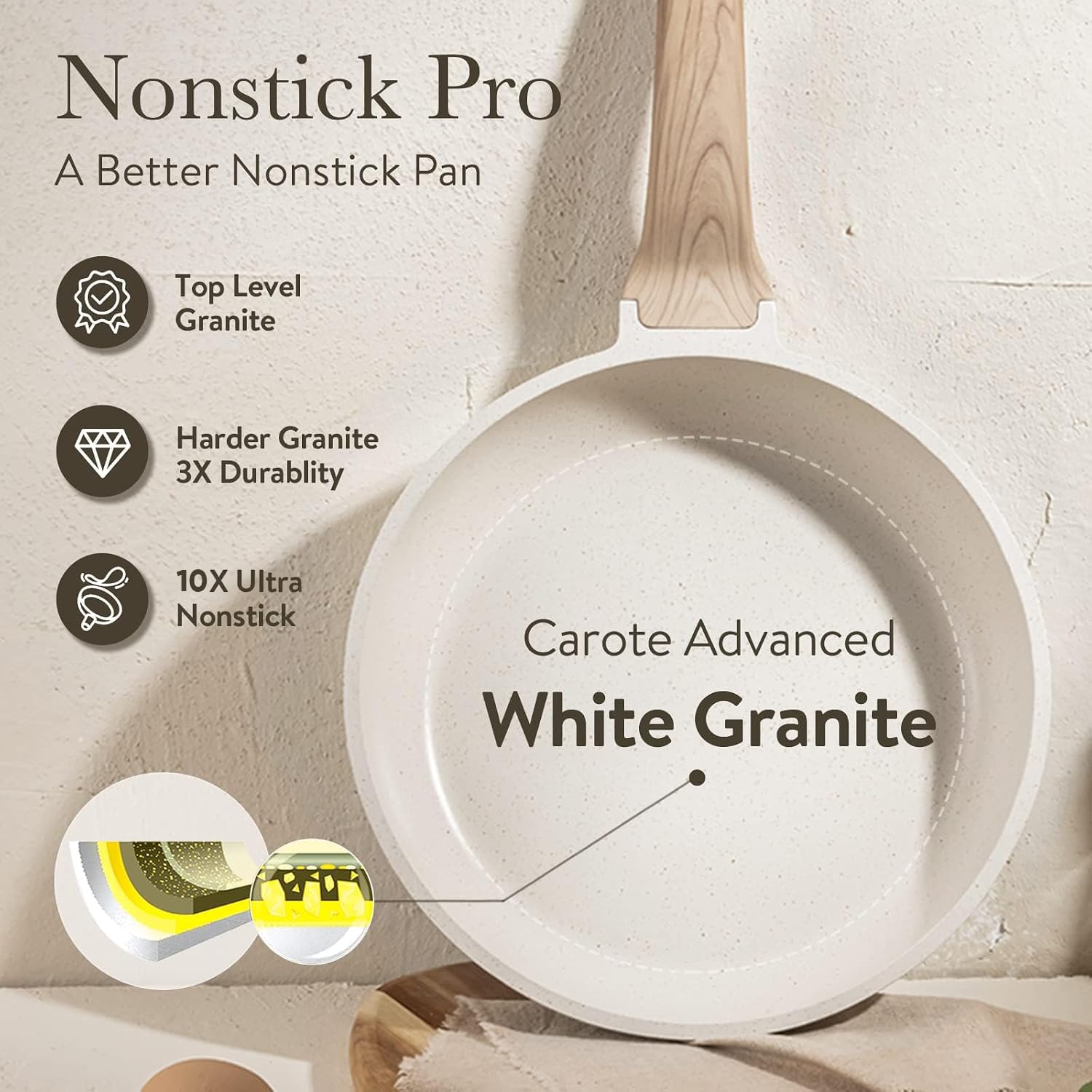 CAROTE sartén en encimera con plato emplatado que inspira presentaciones caseras
