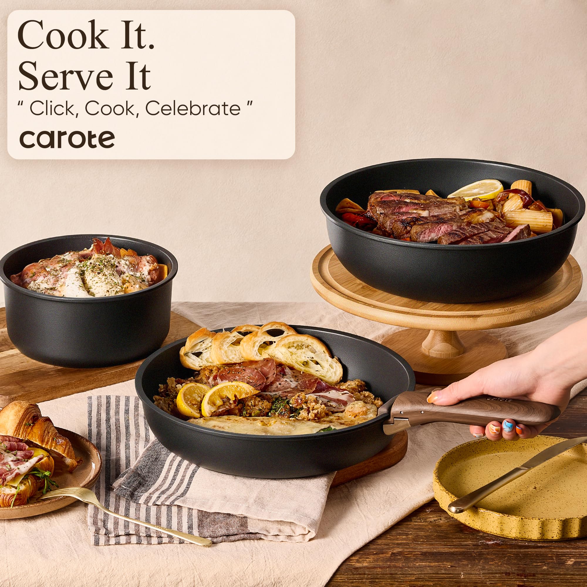 CAROTE tapas de silicona y utensilios incluidos para servir y almacenar cómodamente