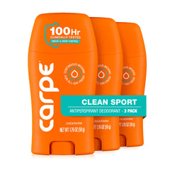 Carpe Clean Sport frente del pack 3 mostrando envases y beneficio de protección prolongada