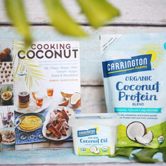 Carrington Farms vertido sobre ensalada demostrando sabor neutro
