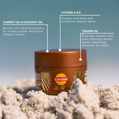 Carroten gel aplicado en brazo para un bronceado parejo y natural