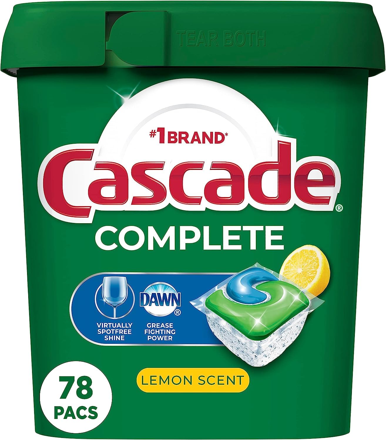 Cascade ActionPacs frontal del empaque mostrando cantidad y aroma limón