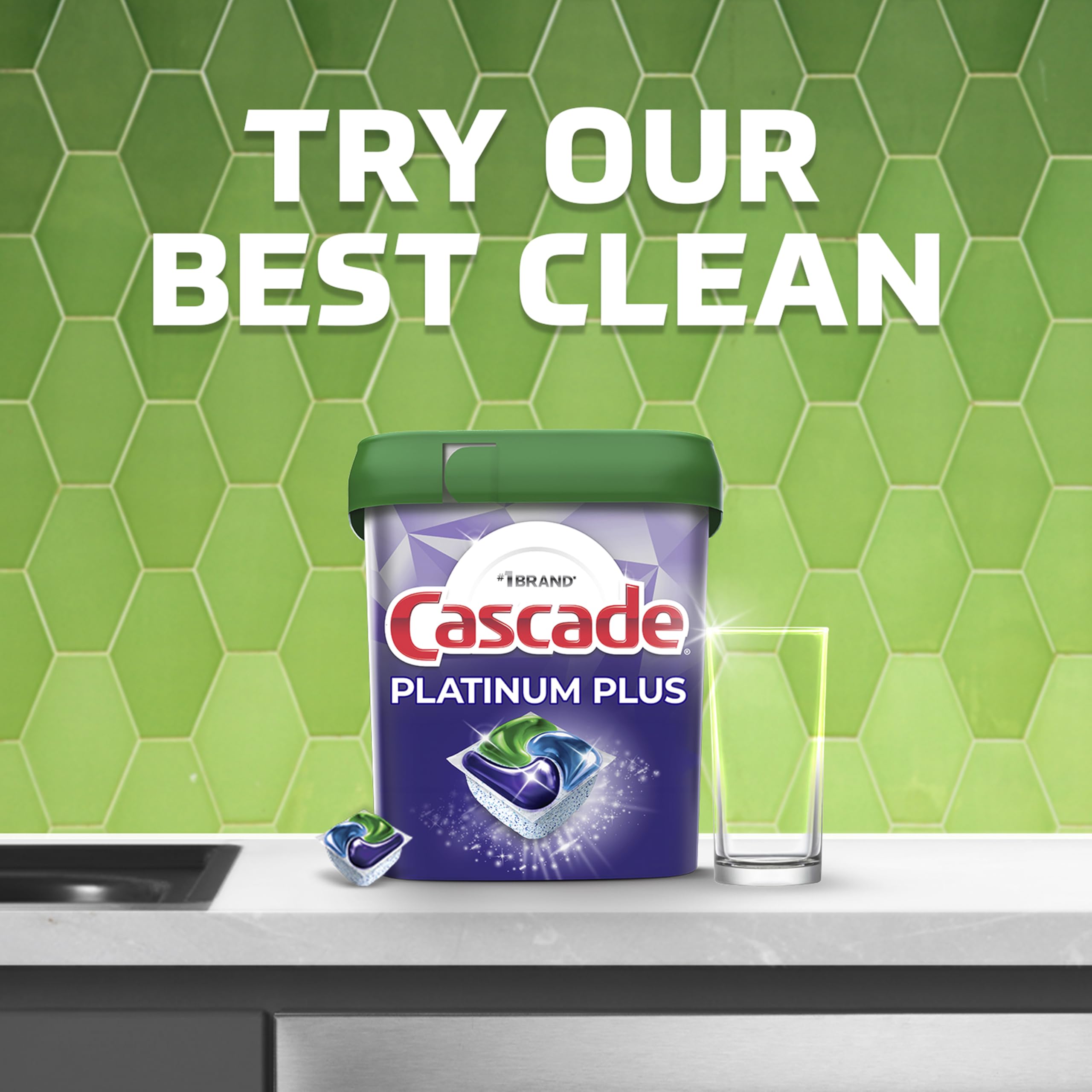 Cascade pods inside dishwasher with clean dishes showing performance