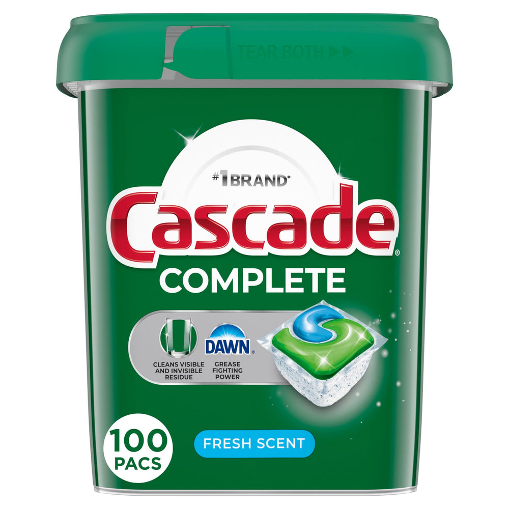 Cascade front packaging showing Fresh 100 count and convenience