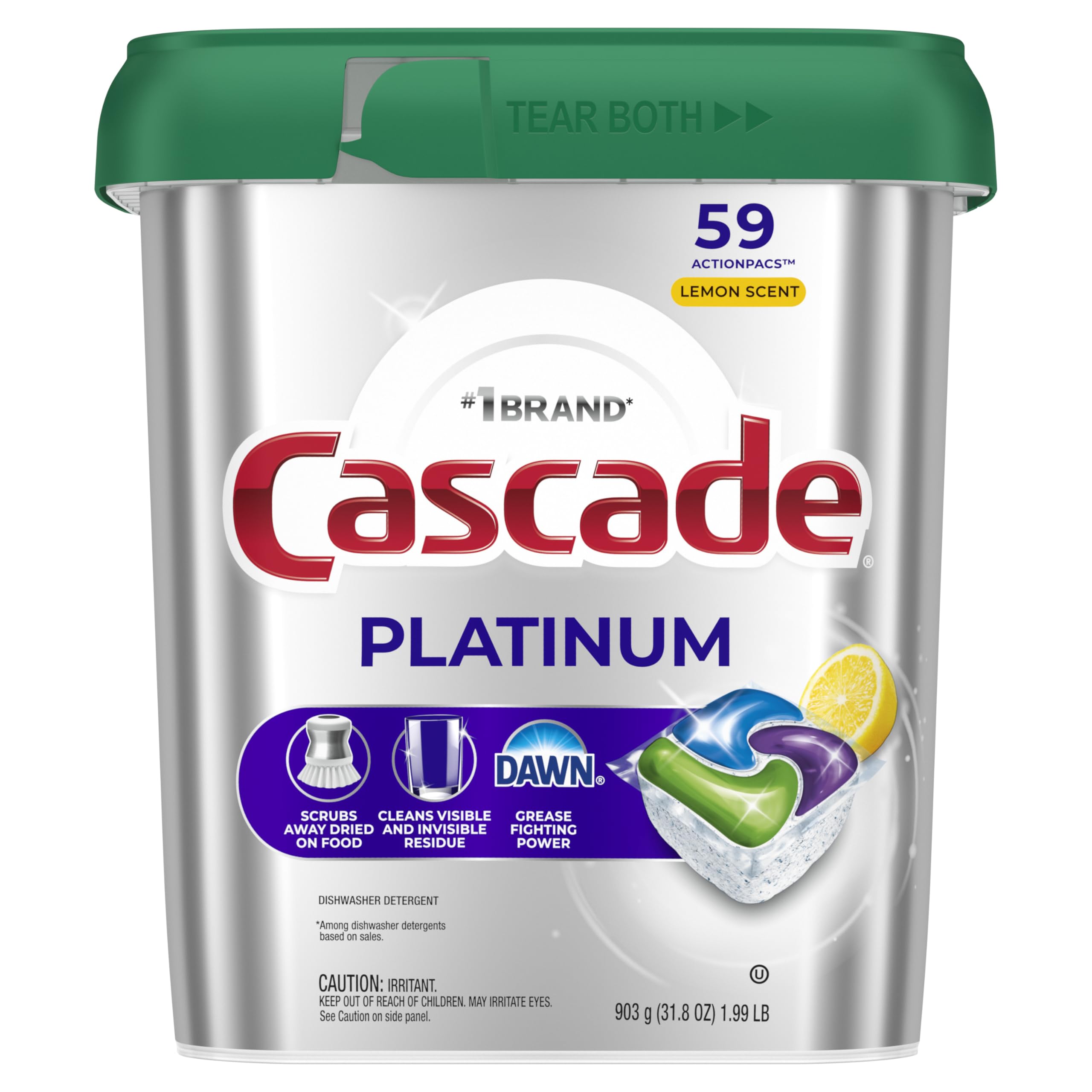 Cascade etiqueta con ingredientes y recomendaciones de almacenamiento