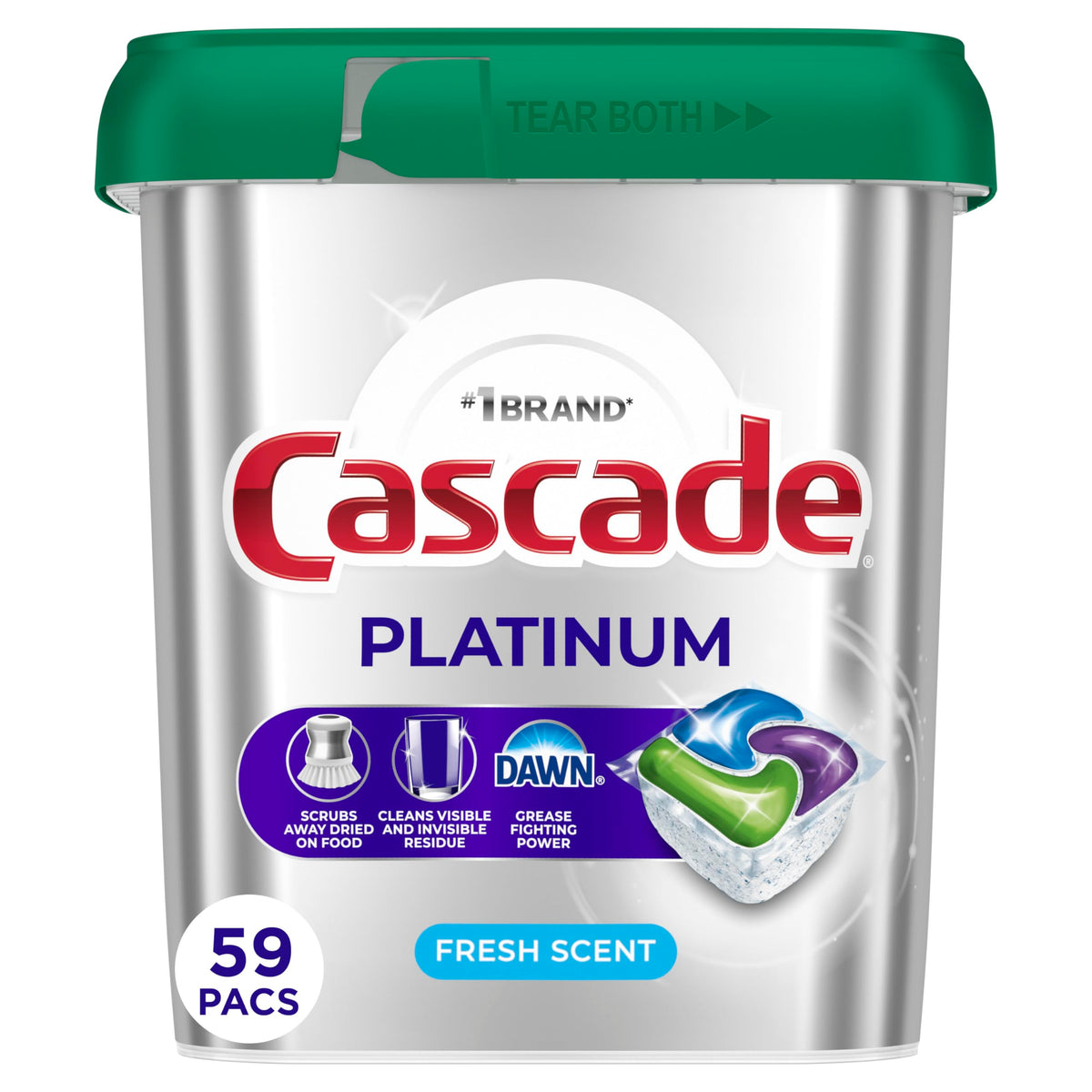 Cascade empaque frontal mostrando 59 cápsulas y beneficio conveniencia