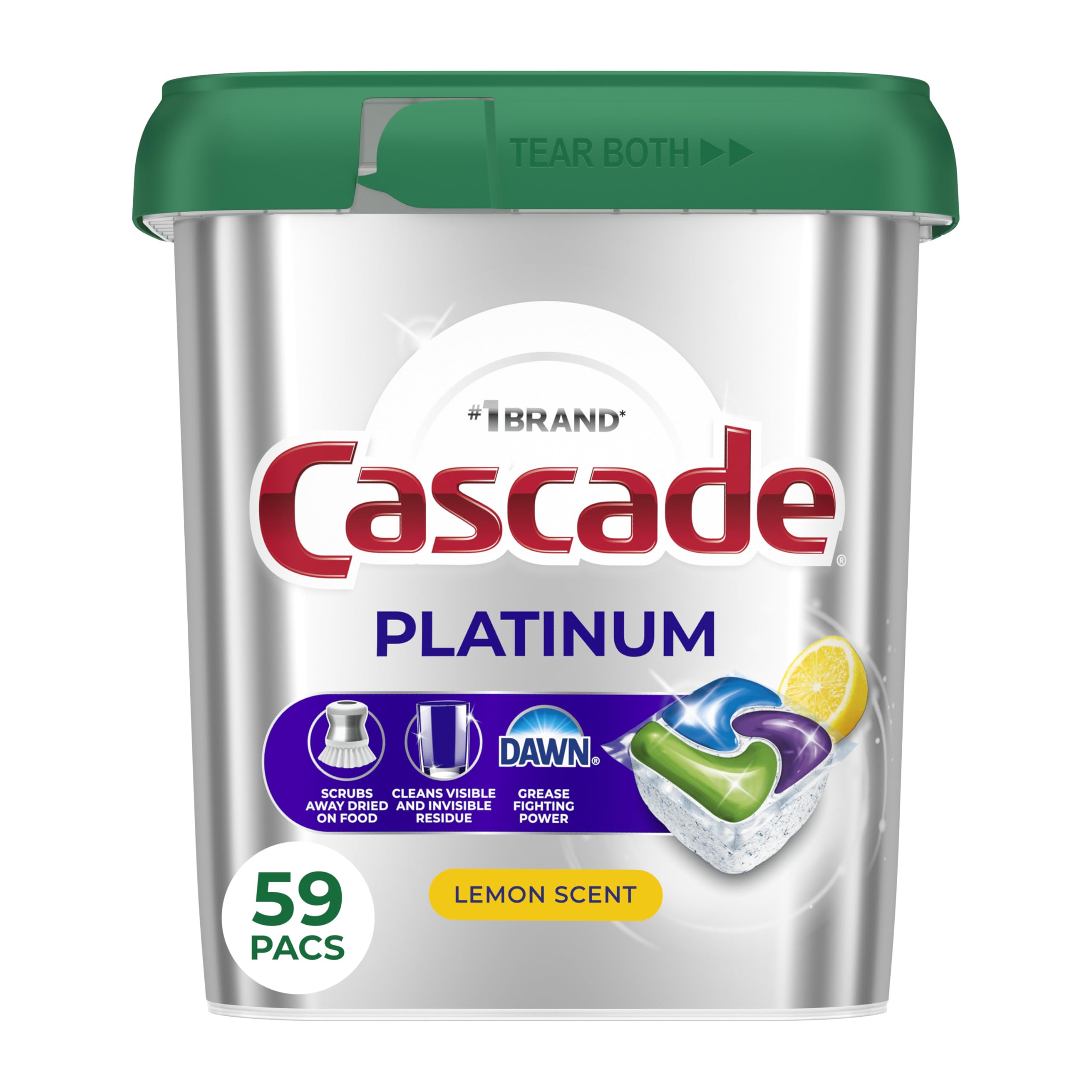 Cascade empaque frontal con 59 cápsulas y aroma limón mostrando el producto