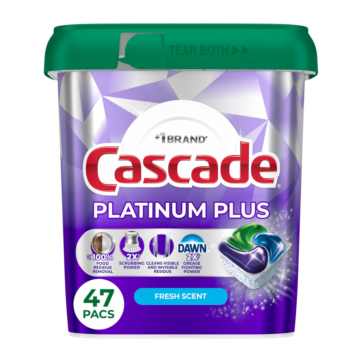 Cascade paquete frontal mostrando 47 ActionPacs y beneficio limpieza completa