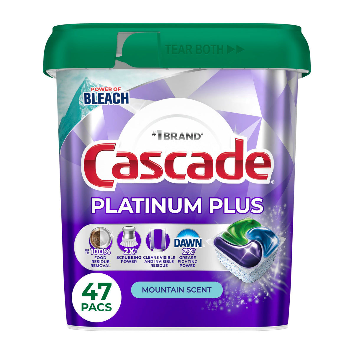 Cascade frontal del envase mostrando 47 ActionPacs y ahorro de espacio