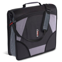 Case-it carpeta Jet Black vista frontal con cierre y asa para transporte seguro