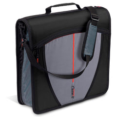 Case-it vista frontal de la carpeta con cremallera, organizada y compacta