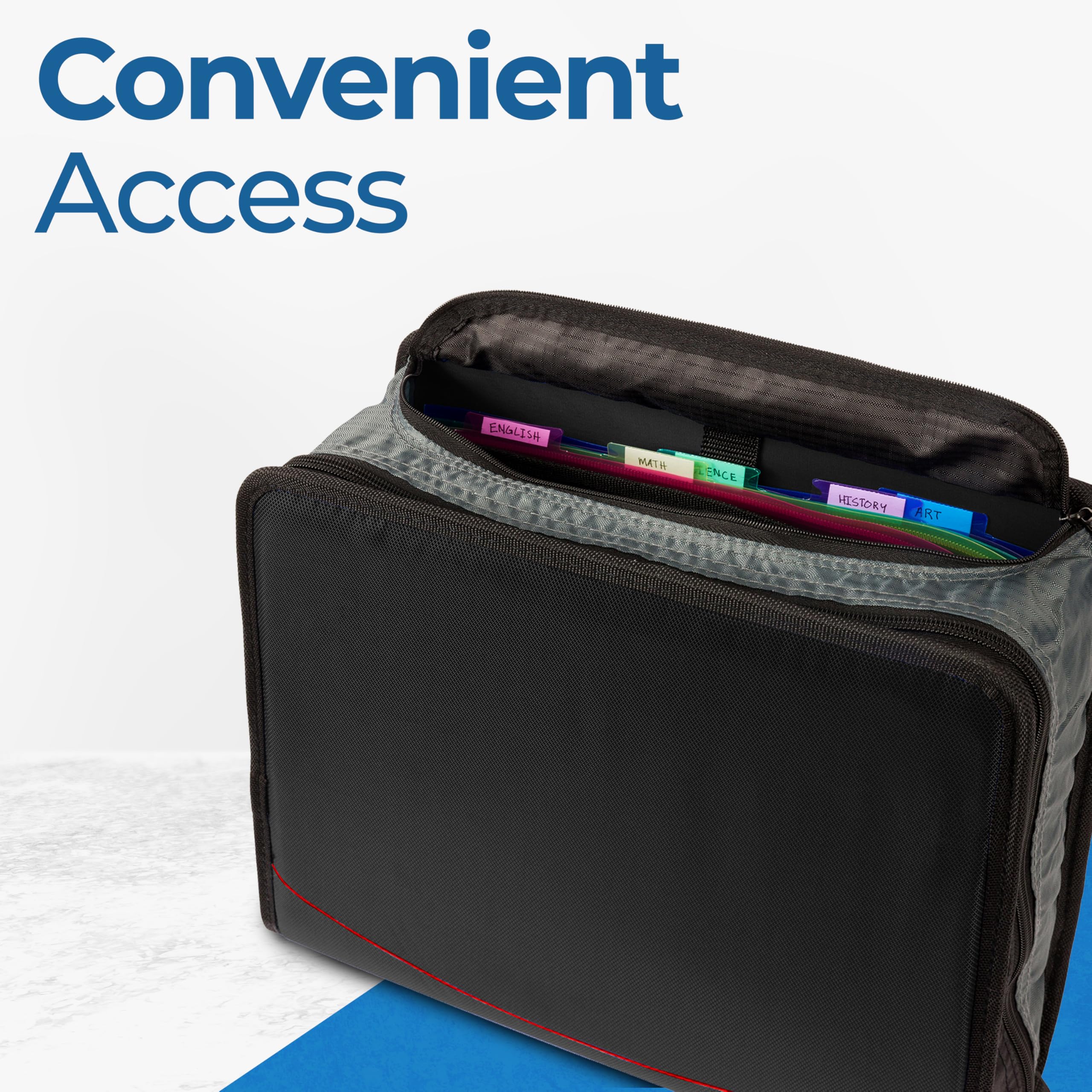 Case-it interior con 5 separadores expandibles que facilitan organización