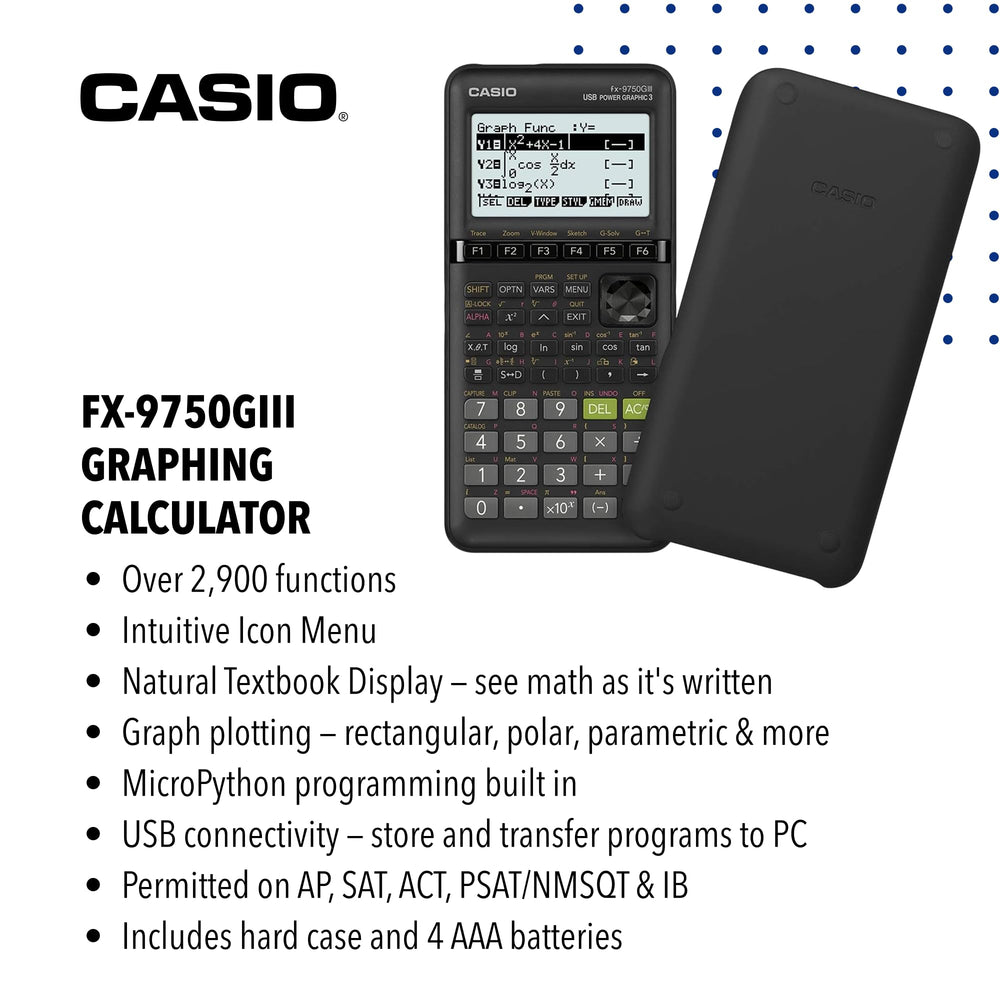 Casio fx-9750GIII pantalla Natural Textbook Display con fórmulas claras