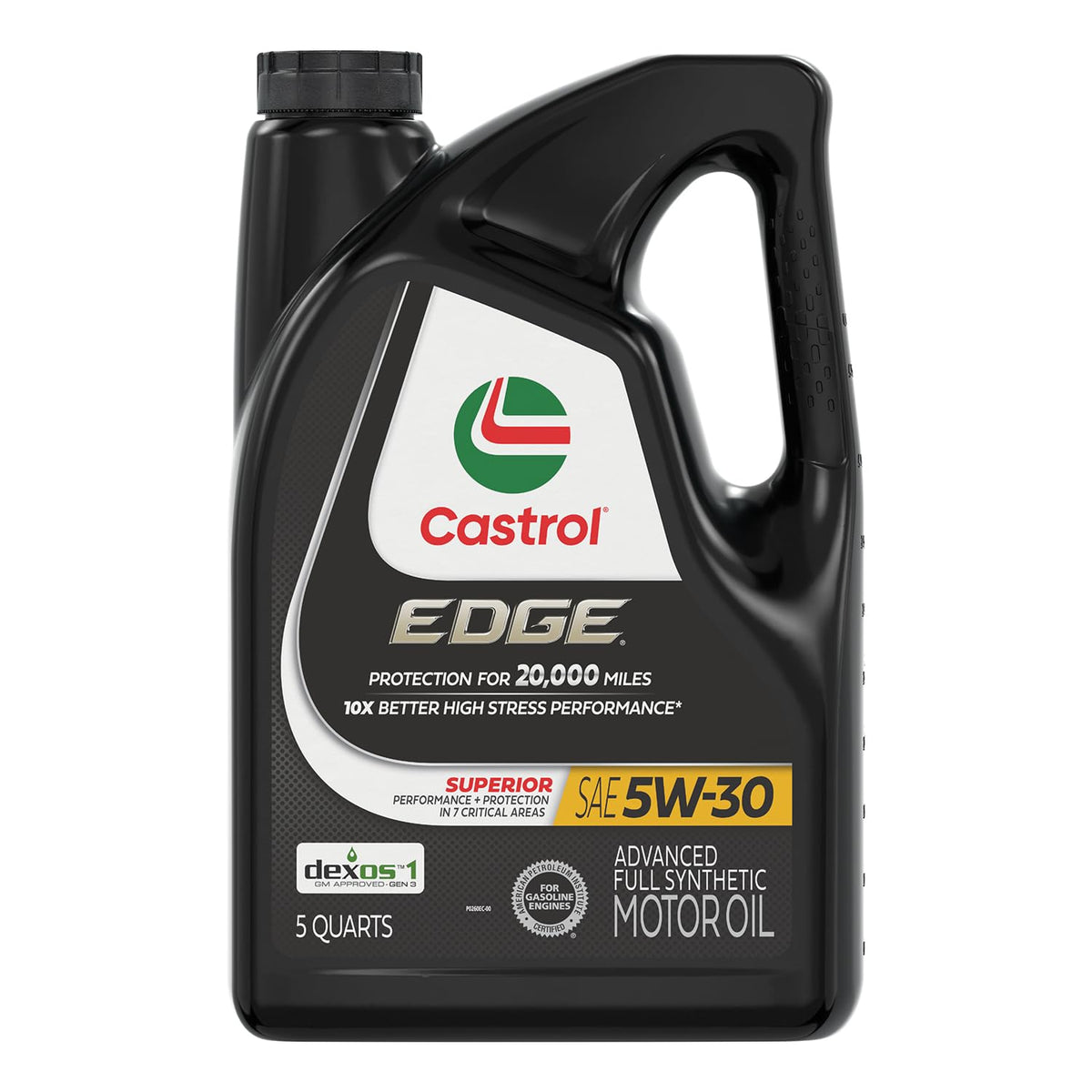 Castrol EDGE frente del envase mostrando volumen de 5 quarts y protección