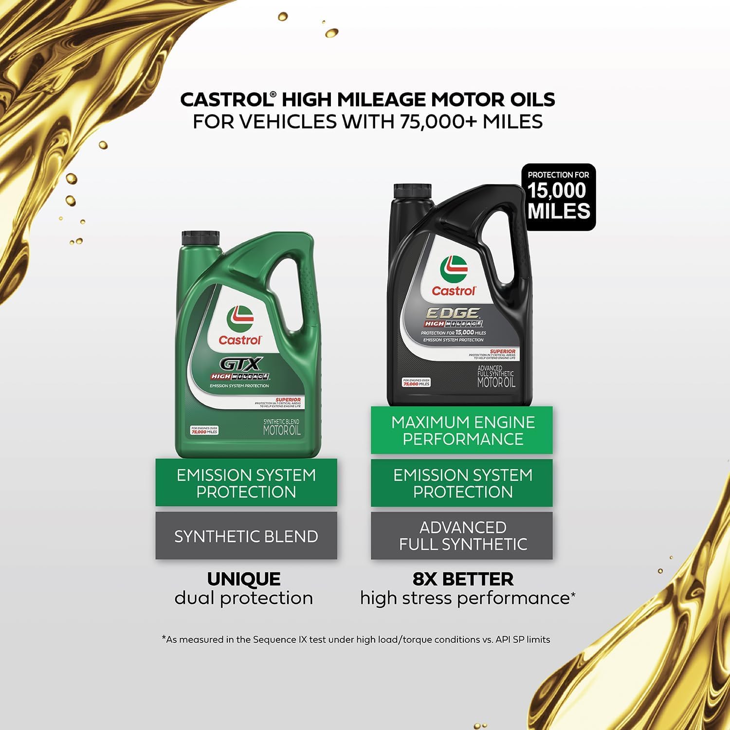 Detalle de etiqueta Castrol EDGE con especificaciones y beneficios visibles