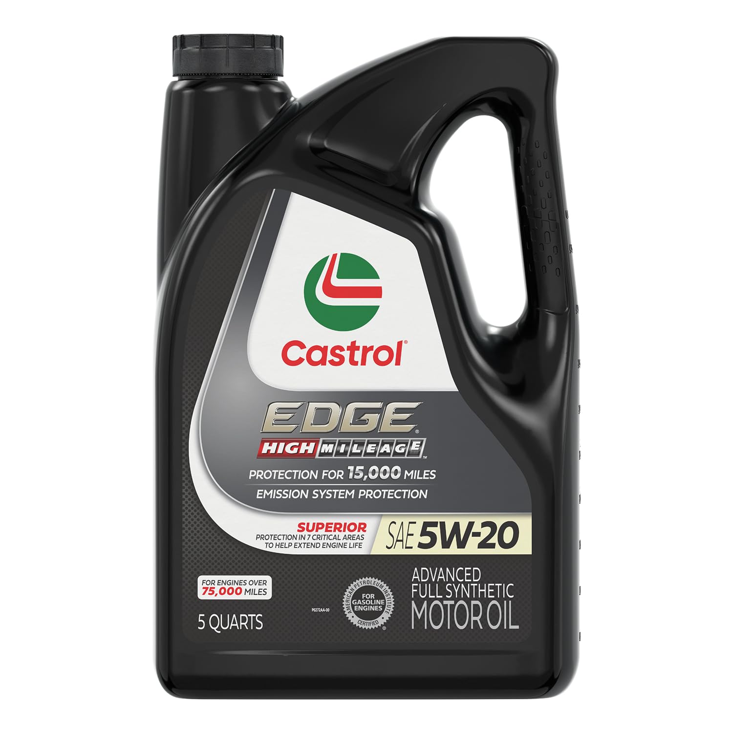Castrol EDGE High Mileage frontal 5 qt mostrando diseño de envase y protección avanzada