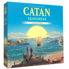 CATAN caja Seafarers frontal mostrando expansión y beneficio de descubrimiento