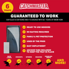 Catchmaster bandeja en uso en garaje junto a pared, control discreto de plagas