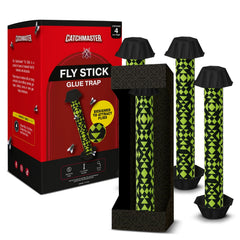 Catchmaster Fly Stick empaque frontal mostrando 4 unidades y comodidad de uso