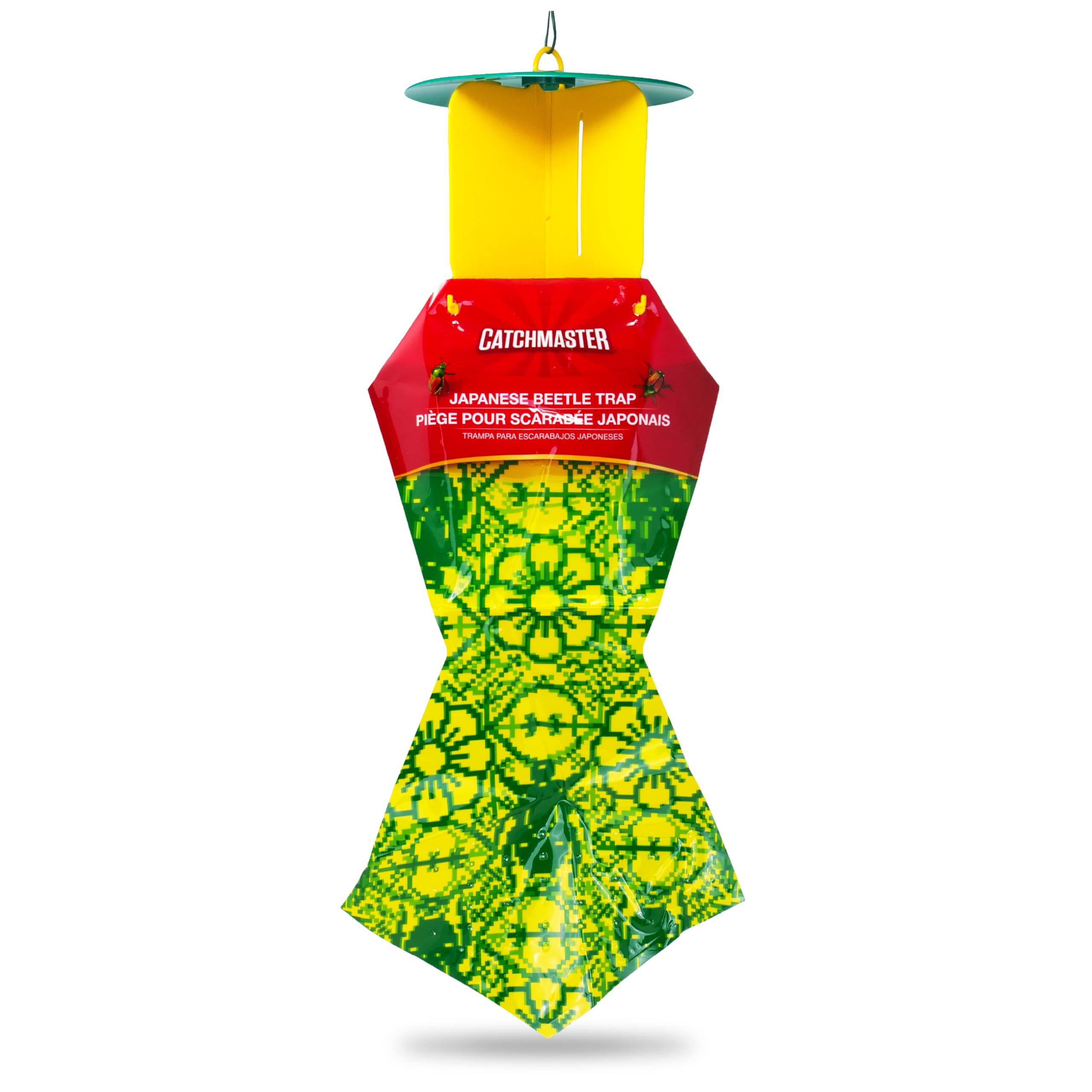 Catchmaster traps in a backyard setting protecting flowers and vegetables