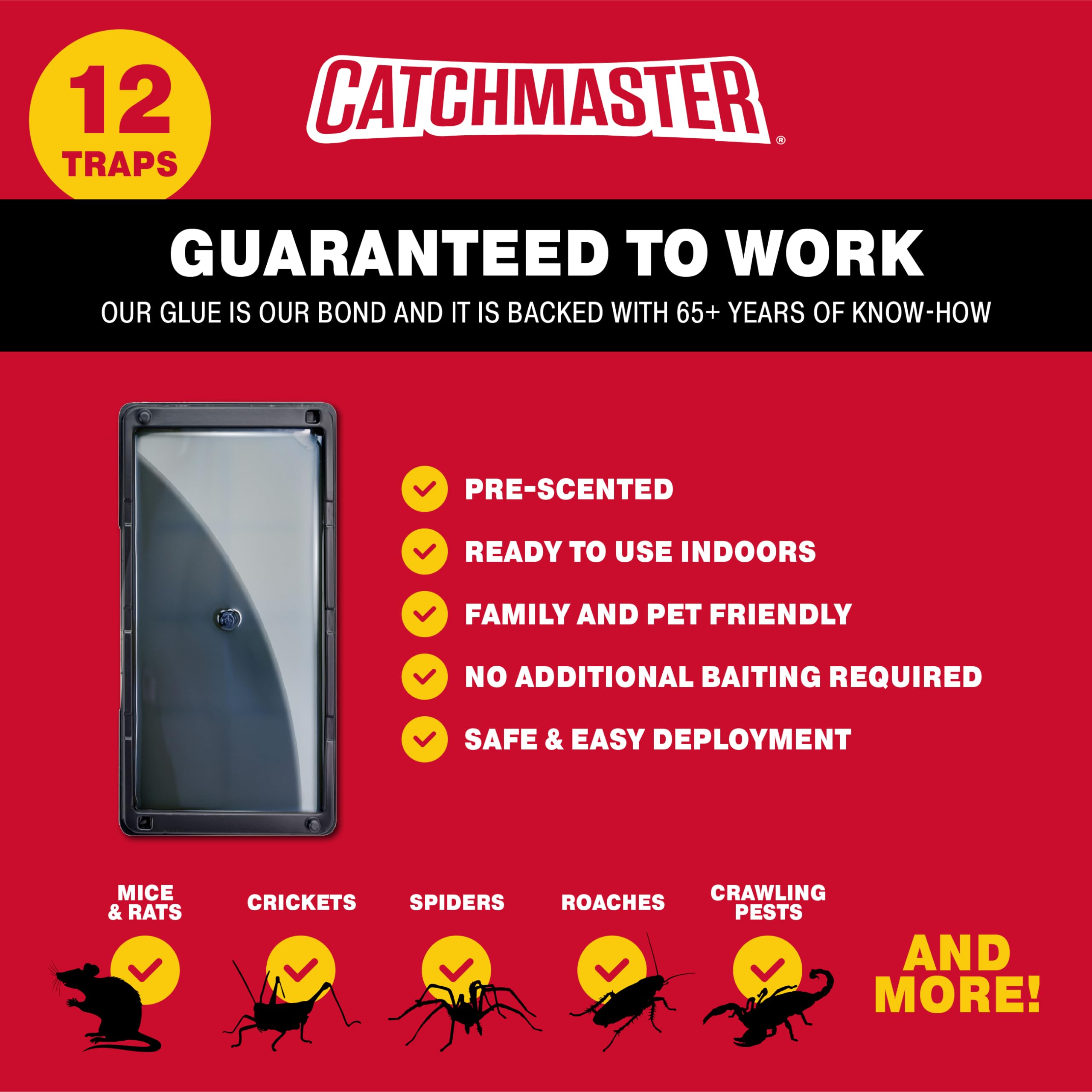 Catchmaster trap set along baseboard capturing rodent pathway effectively