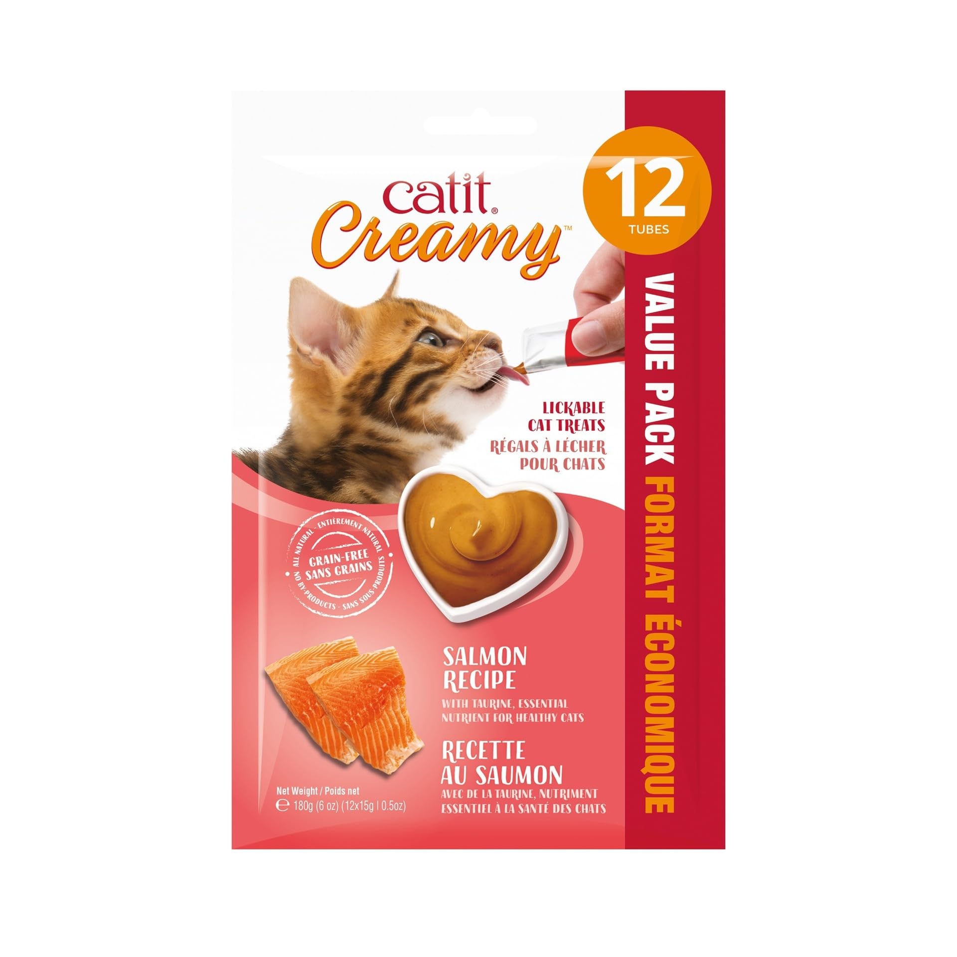 Catit tubo junto a una regla para comparar el tamaño y porción
