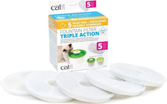 Catit front view of five-pack filters showing clean packaging and convenience