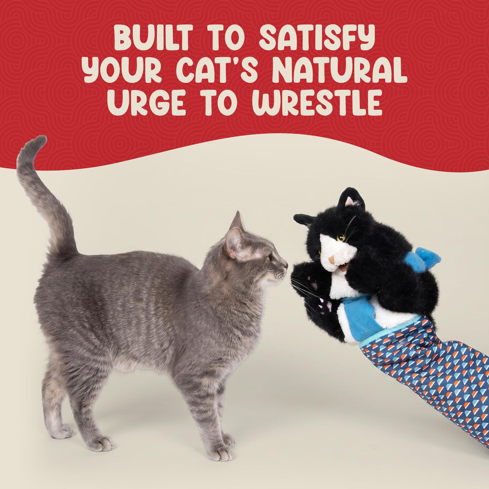 CATSUMO guante en uso con gato, fomenta vínculo y ejercicio seguro