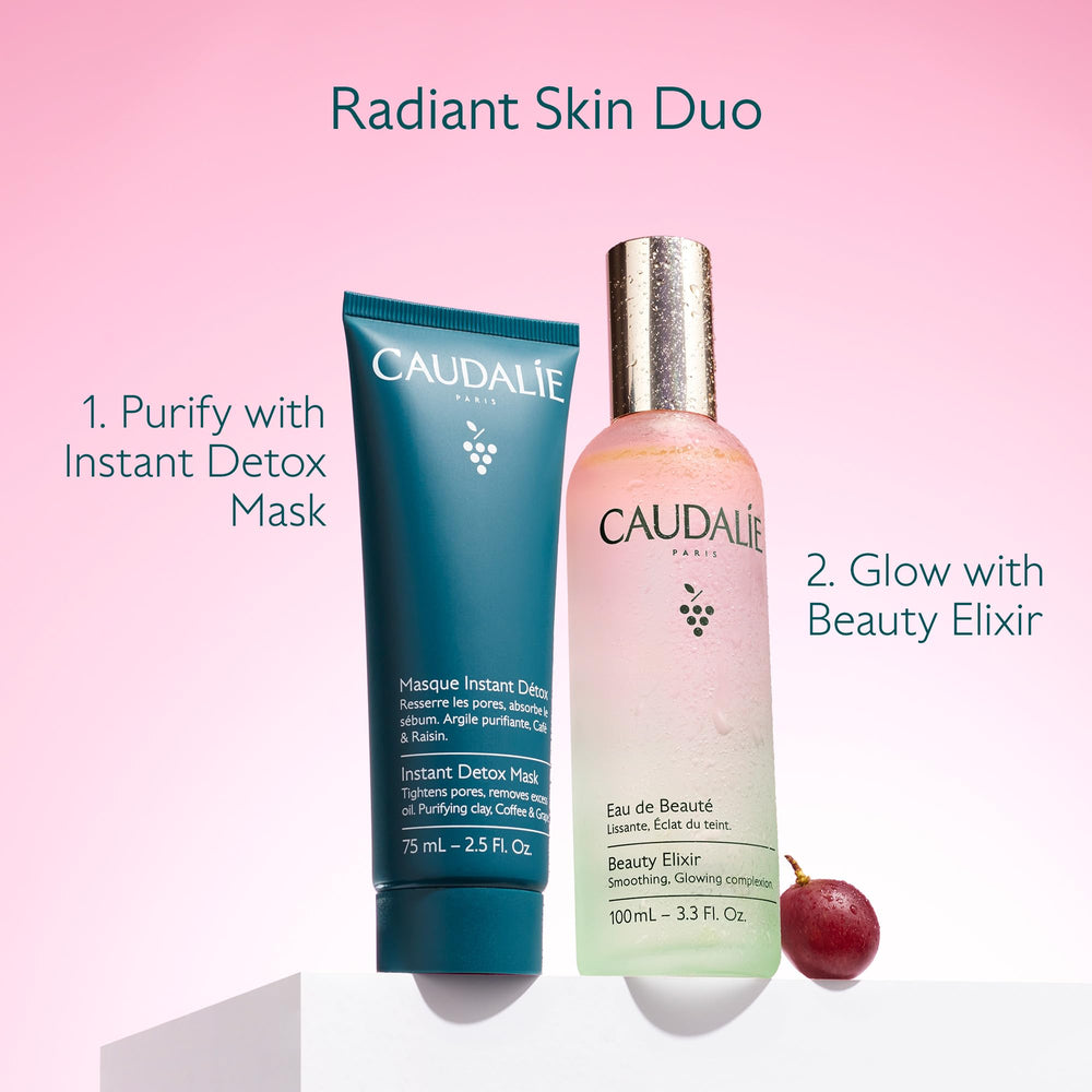 Caudalie enfoque en menta y rosa que resalta aroma revitalizante