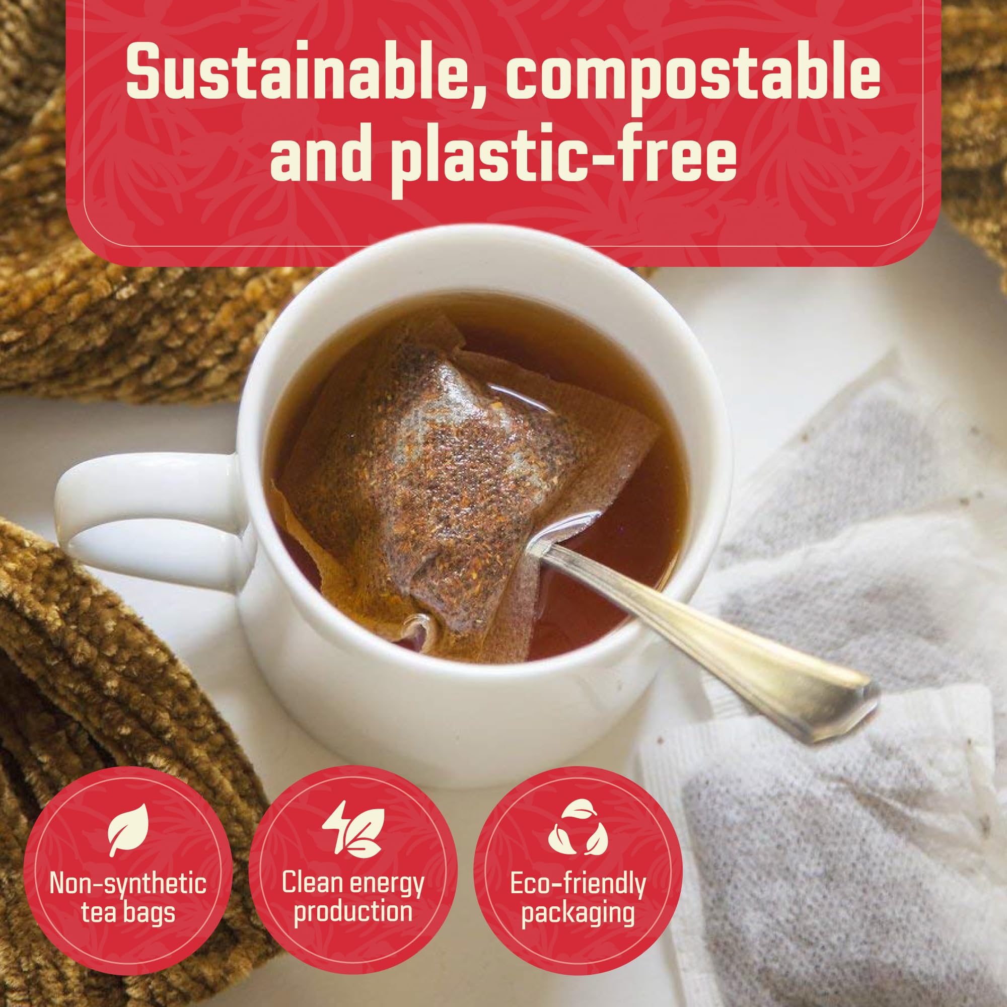 Cederberg Tea Company sobre de aluminio abierto con bolsitas frescas y protección