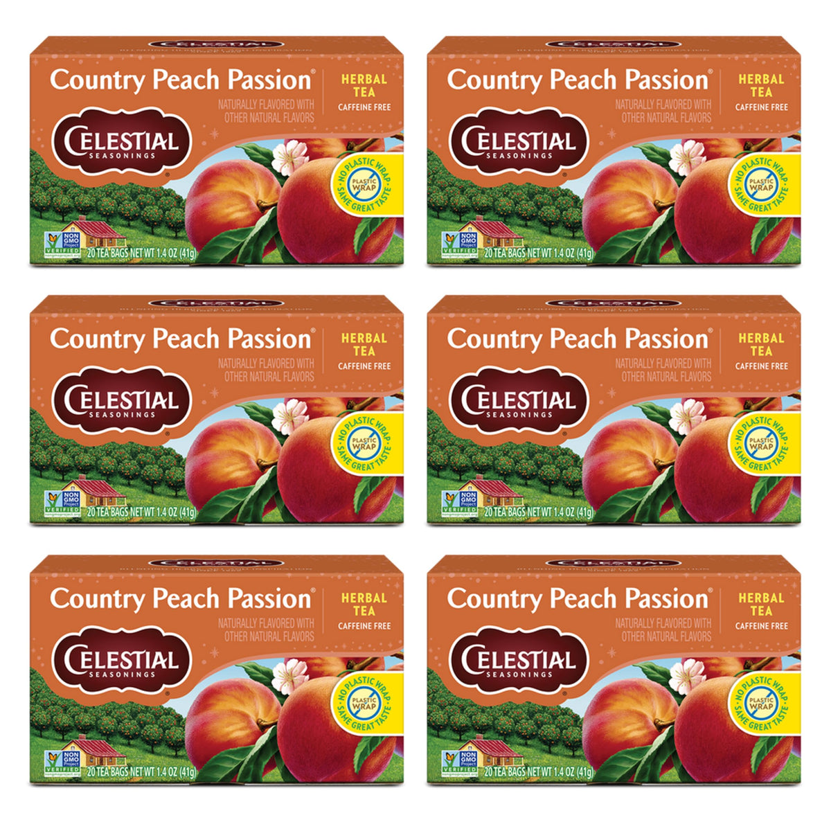 Celestial Seasonings vista frontal del empaque con beneficio de información clara