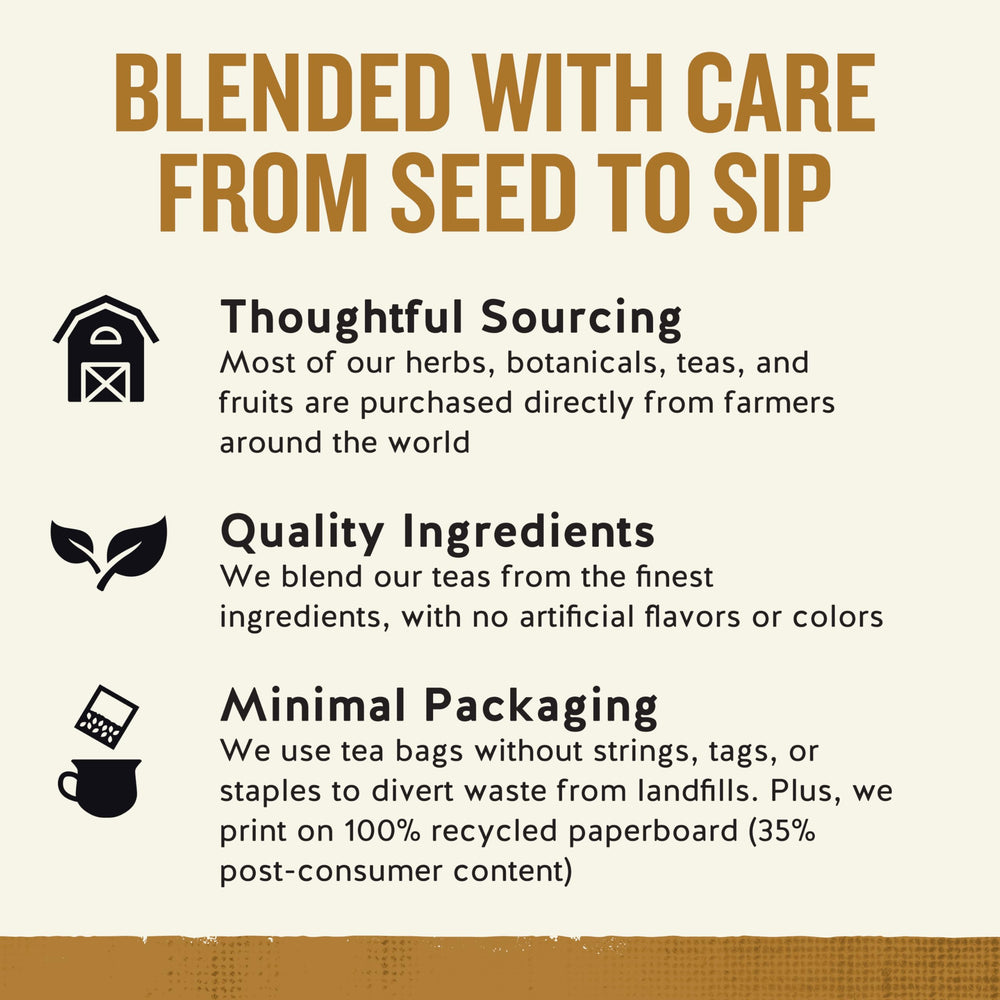 Celestial Seasonings especias frescas (canela, jengibre, cardamomo, clavo) con beneficio aromático