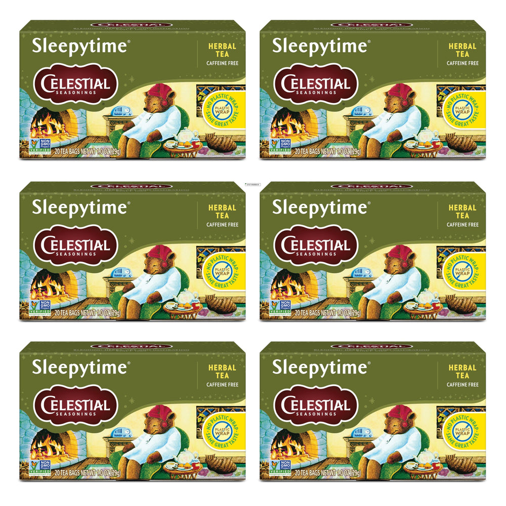 Celestial Seasonings frente de caja Sleepytime, presentación y diseño atractivo