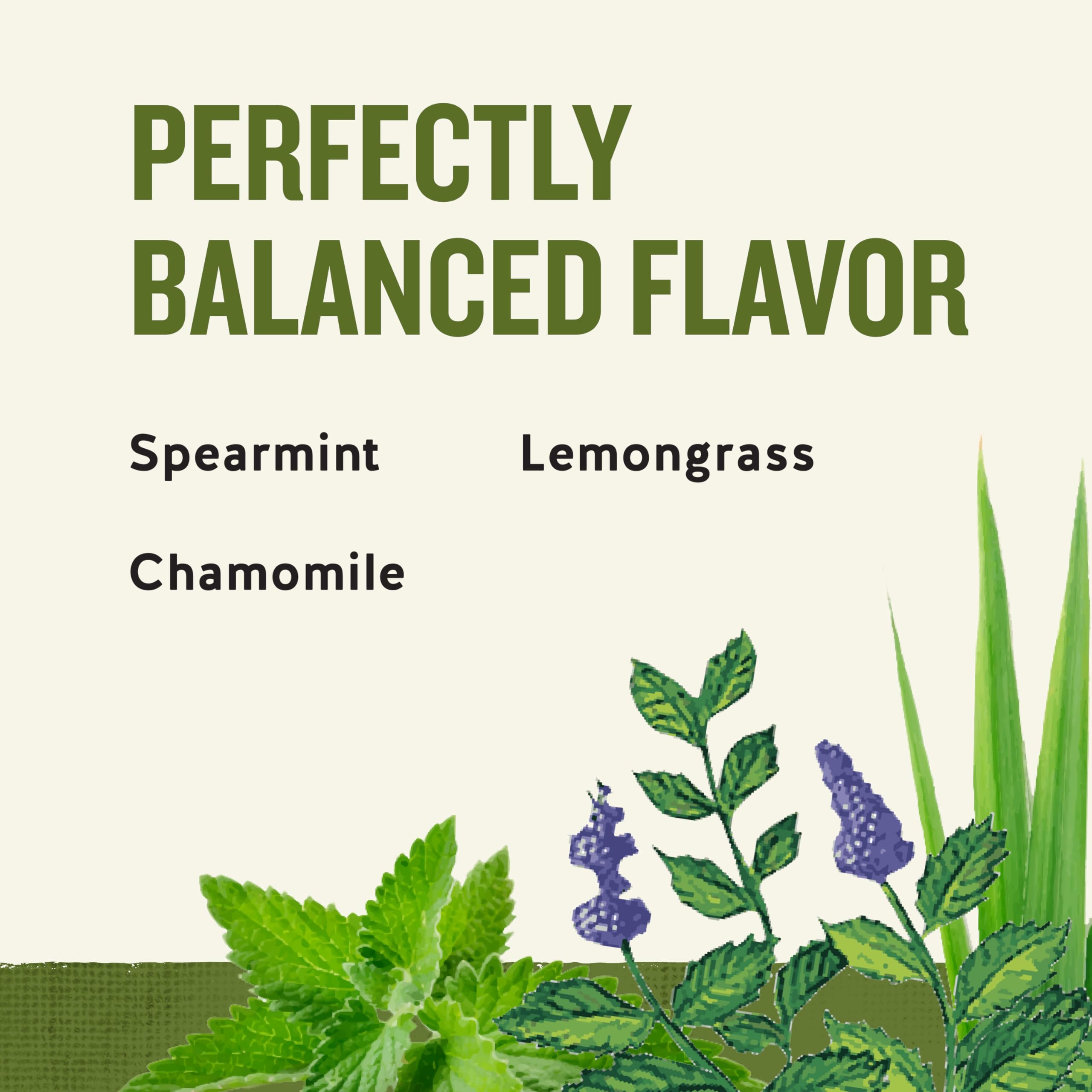 Celestial Seasonings detalle de hebras y flores, mezcla natural visible