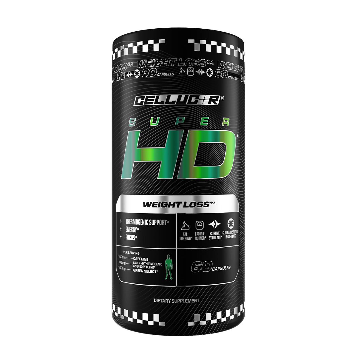 Cellucor SuperHD vista frontal del envase mostrando diseño y cantidad