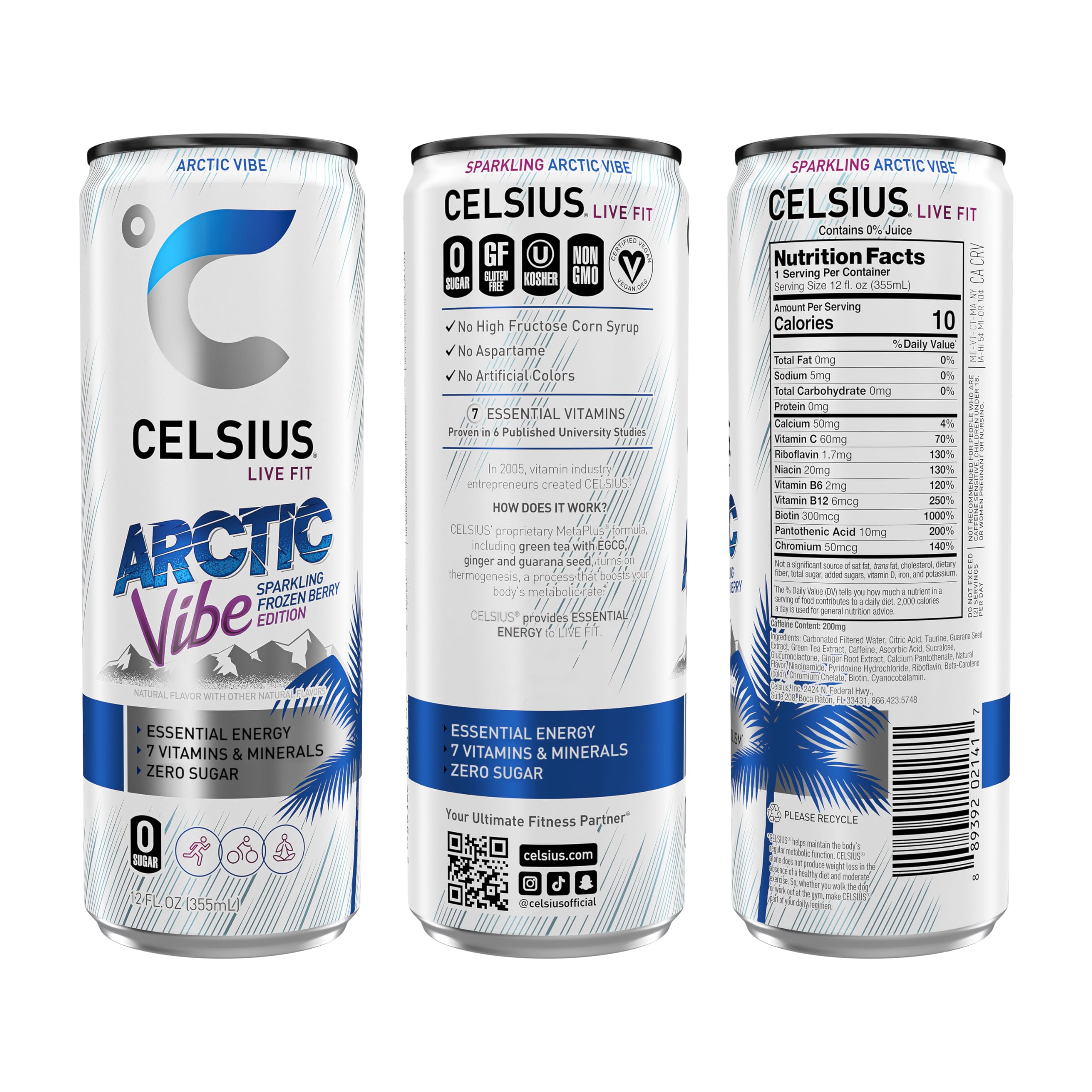 CELSIUS detalle de burbujas y color resaltando sensación refrescante
