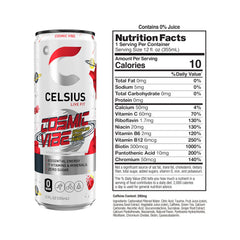 CELSIUS lata abierta con efervescencia destacando frescura y sabor activo