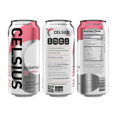 CELSIUS detalle de etiqueta con información de ingredientes y beneficios