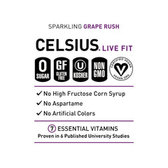 CELSIUS etiqueta con ingredientes destacando vitaminas y MetaPlus