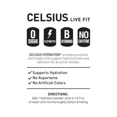 CELSIUS sobre junto a botella para comparar tamaño portátil
